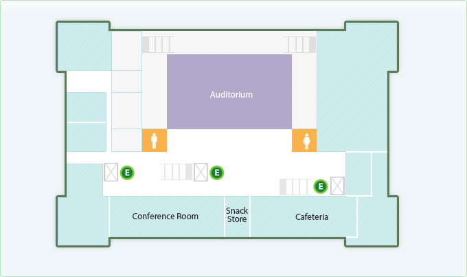 Basement : Auditorium, Conference Room, Snack Store, Cafeteria